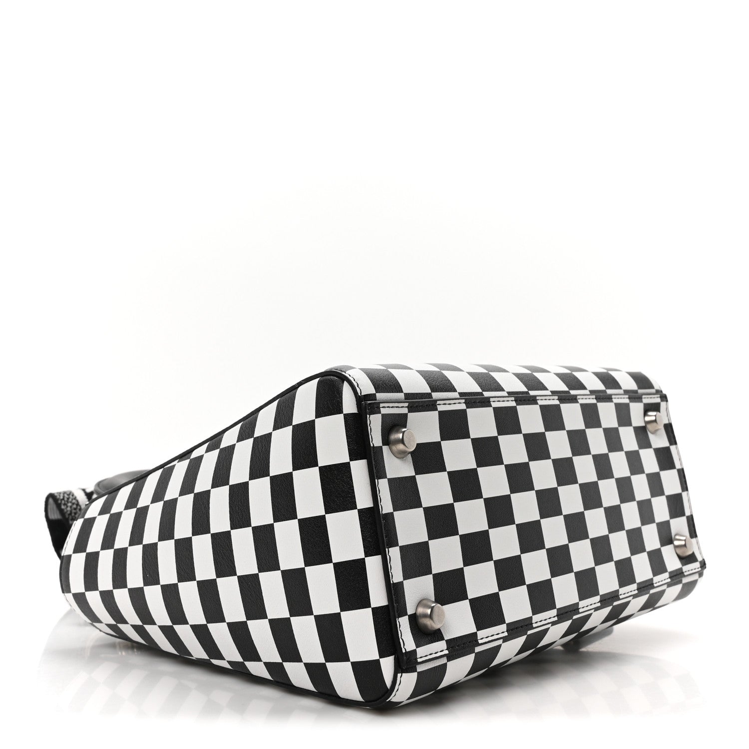 Calfskin Checkered Medium Lady Dior Black White - Image 4