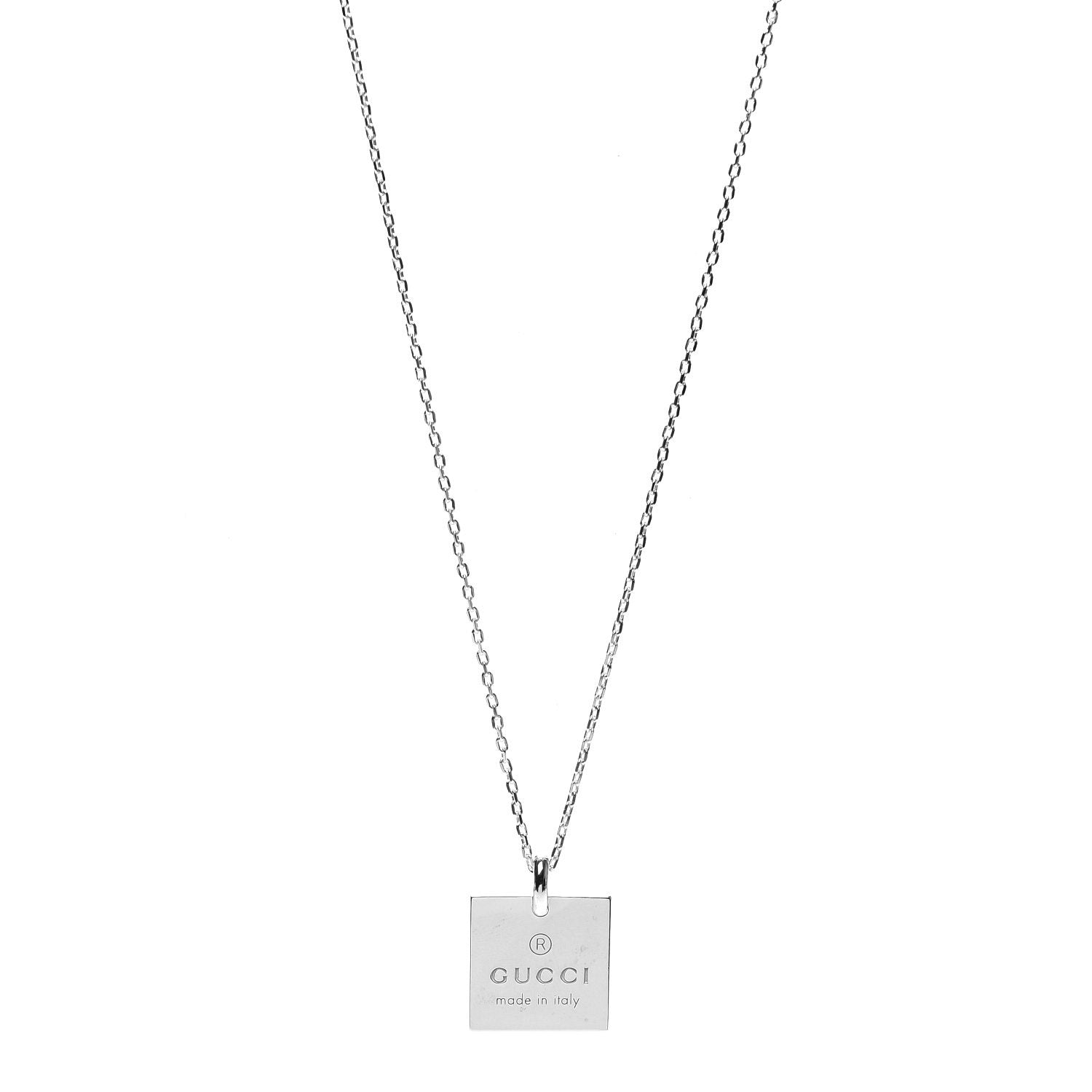 Sterling Silver Trademark Logo Square Pendant Necklace - Image 3