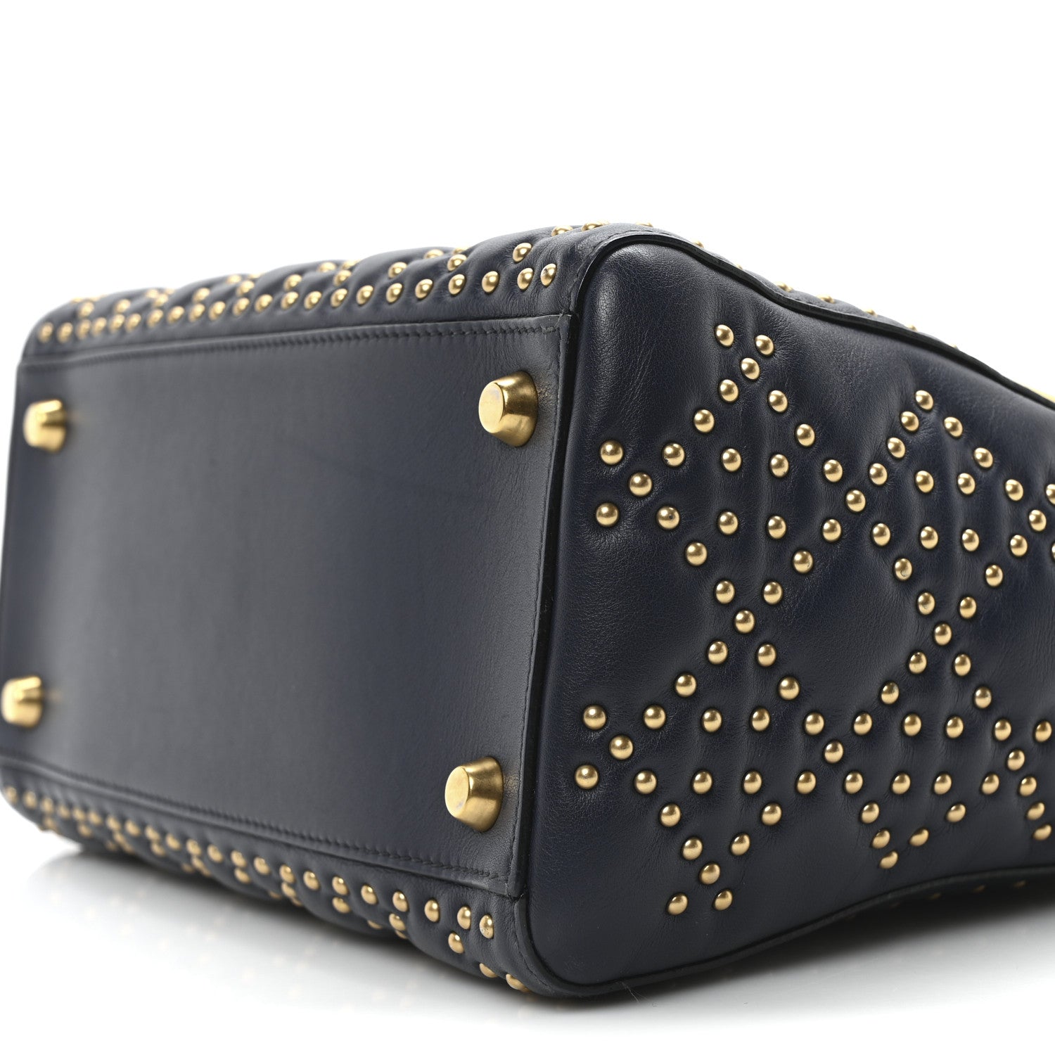 Calfskin Cannage Studded Medium Supple Lady Dior Navy - Image 9