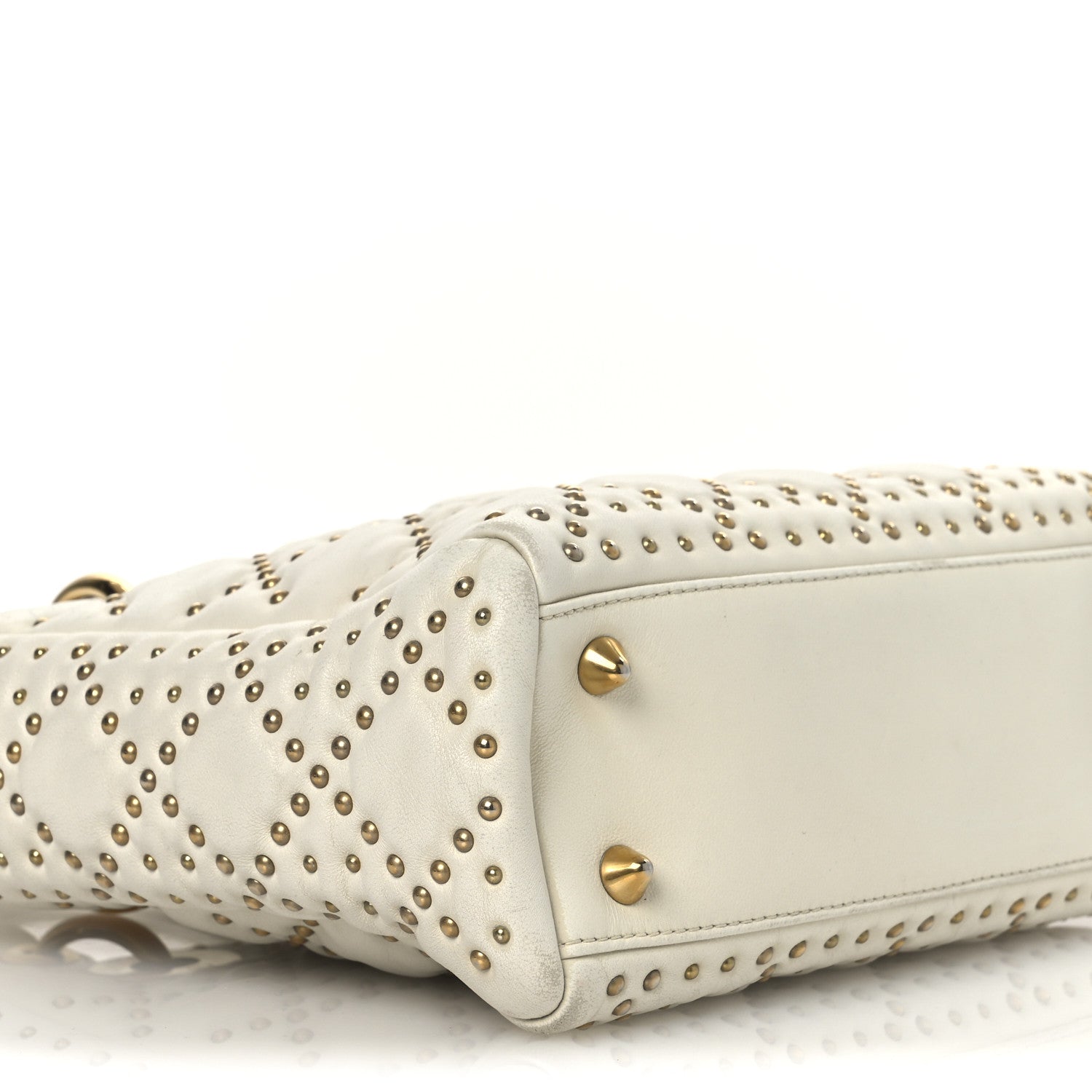 Calfskin Cannage Studded Small Supple Lady Dior White - Image 7