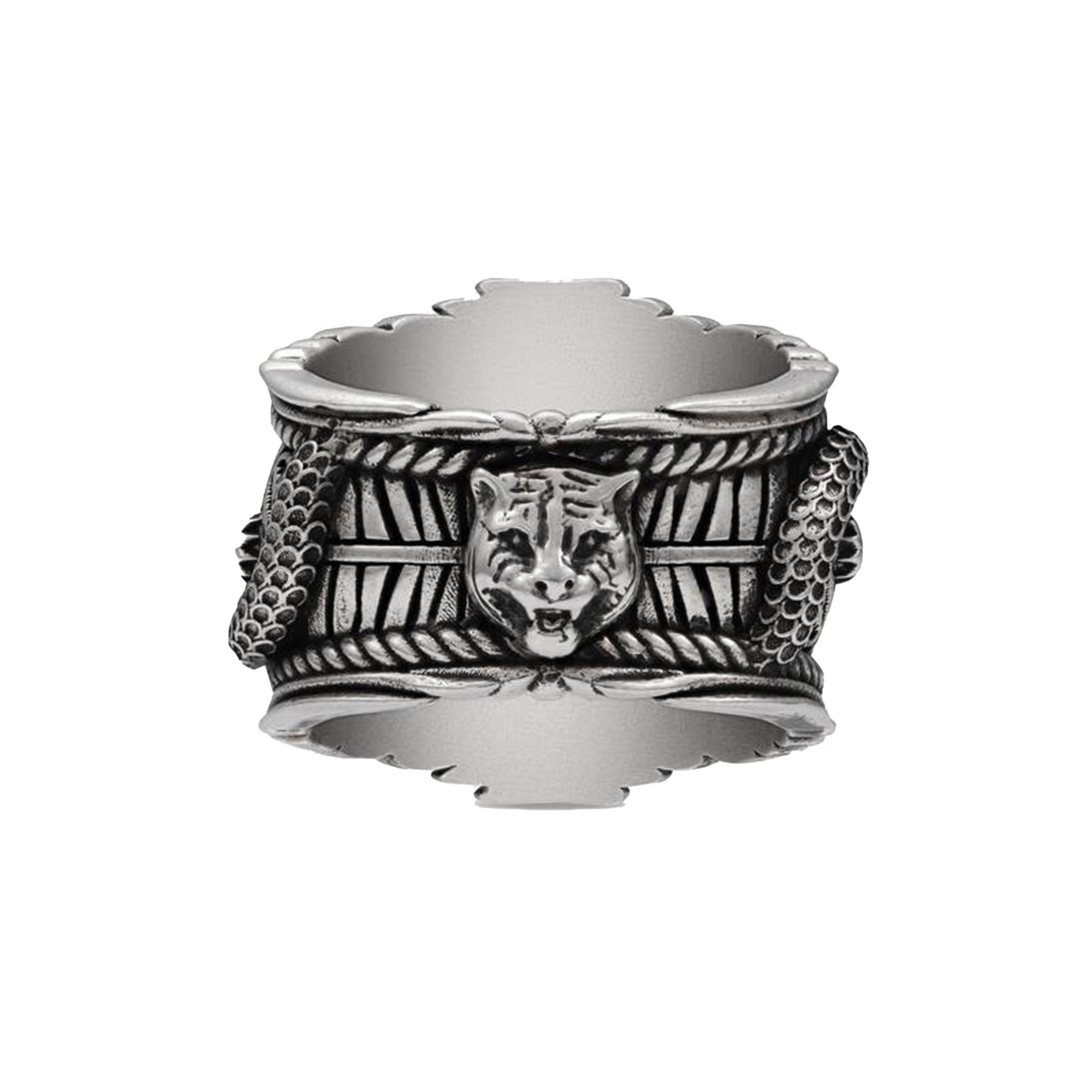 Medium Feline Head Sterling Silver Ring - Image 2