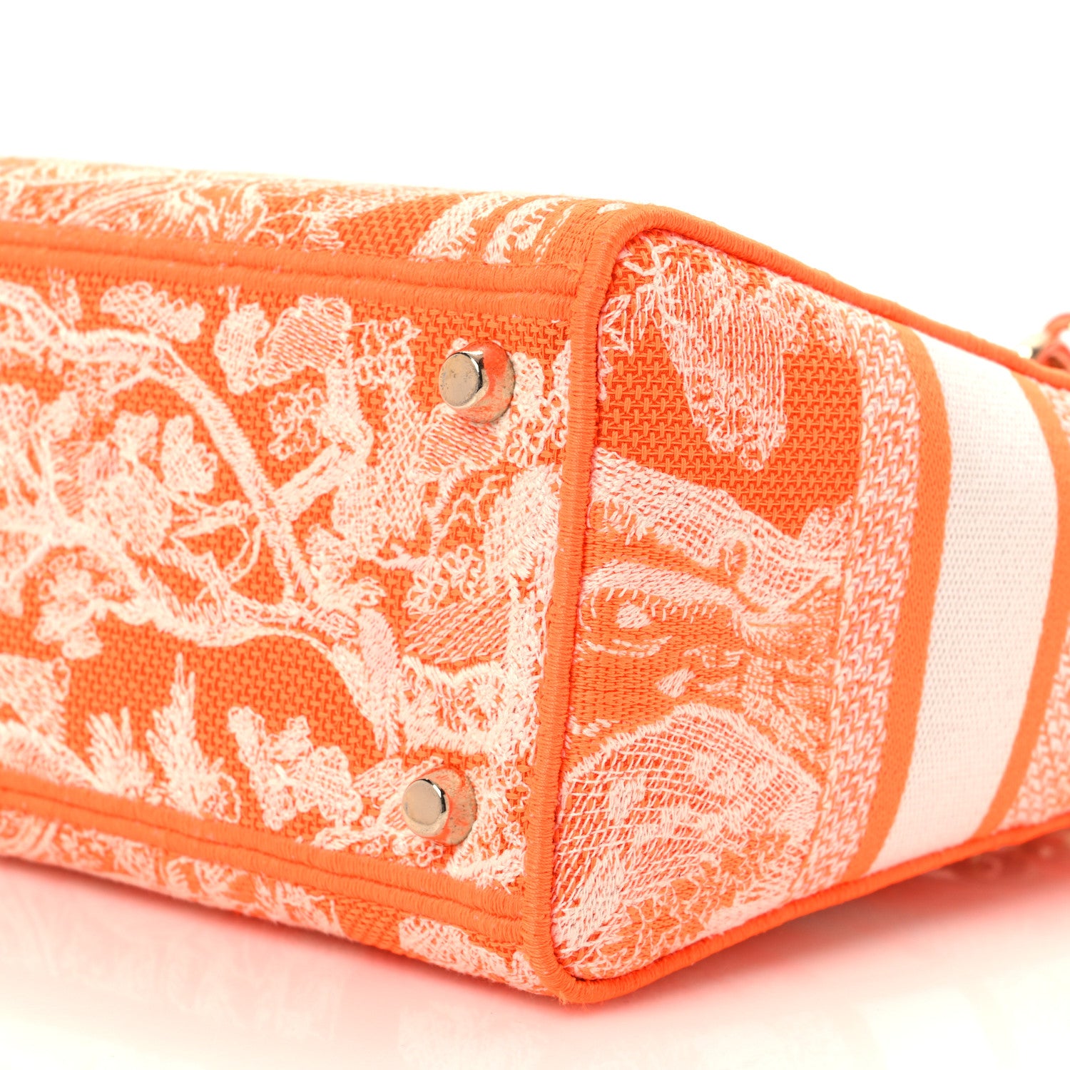 Canvas Toile De Jouy Reverse Embroidered Medium Lady D-Lite Fluorescent Orange - Image 11