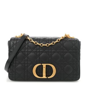 Calfskin Cannage Medium Caro Bag Black