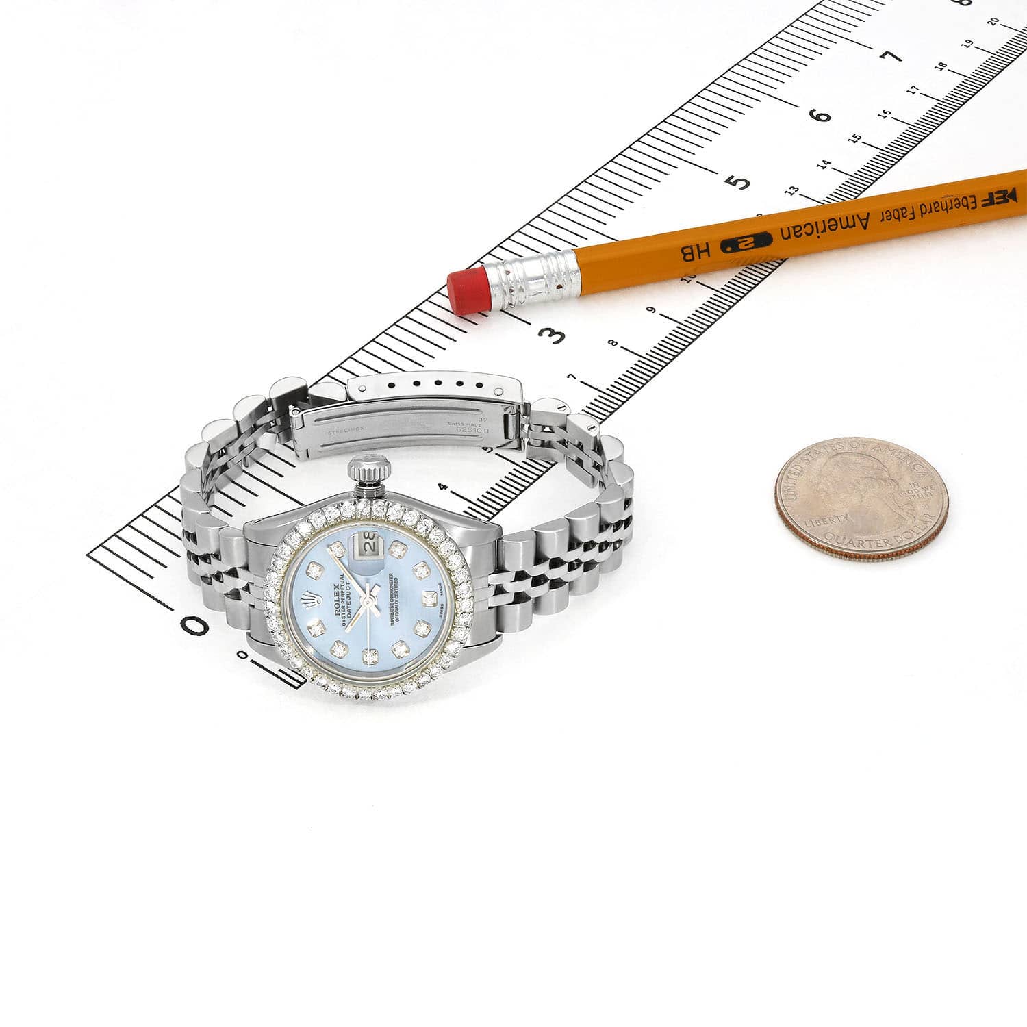 Rolex Datejust Custom Blue 69173 MOP Diamond Dial Bezel Jubilee Band 26mm Watch - Image 6