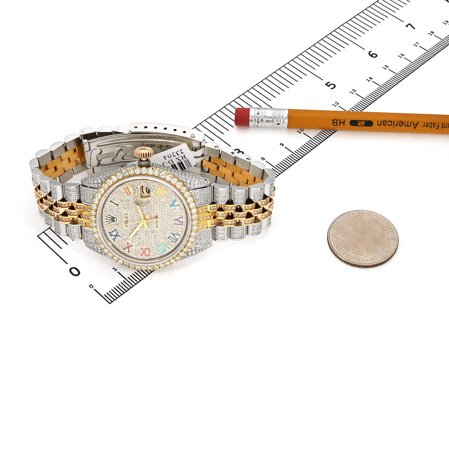 Rolex Datejust Custom Iced Rainbow Roman Diamond Dial Jubilee Band 36mm Watch - Image 7