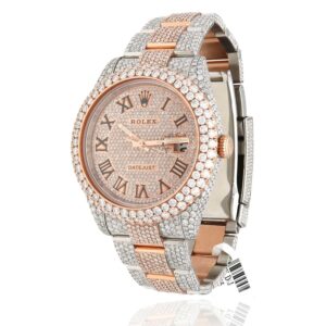 Rolex Datejust Automatic 18K Gold 2-Tone Custom Natural Diamond Pave 41mm Watch