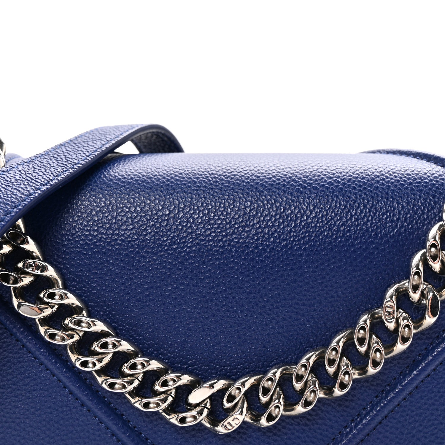 Grained Calfskin Medium Diorama Flap Bag Blue - Image 12