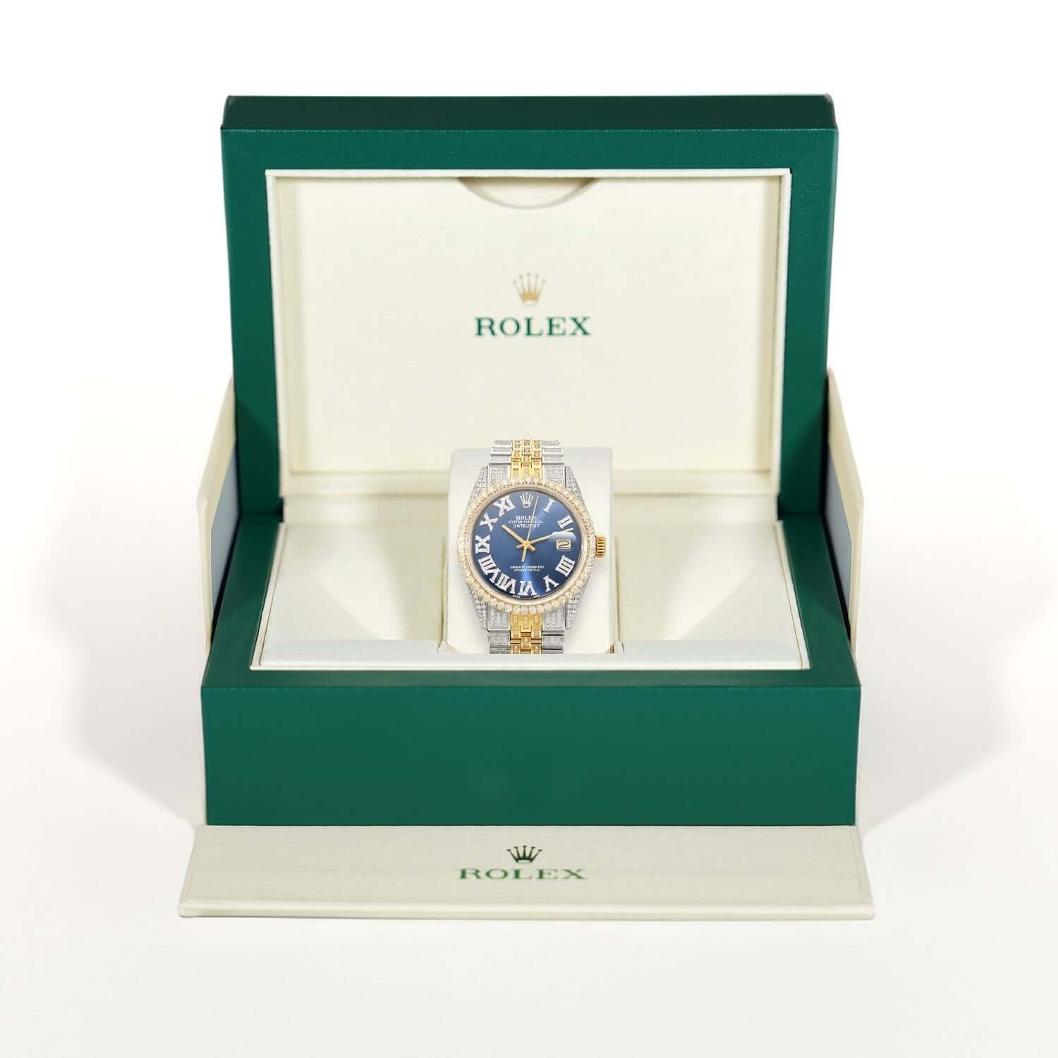 Rolex Datejust Jubilee Band Custom Natural Diamond Blue Sapphire Dial 36mm Watch - Image 6