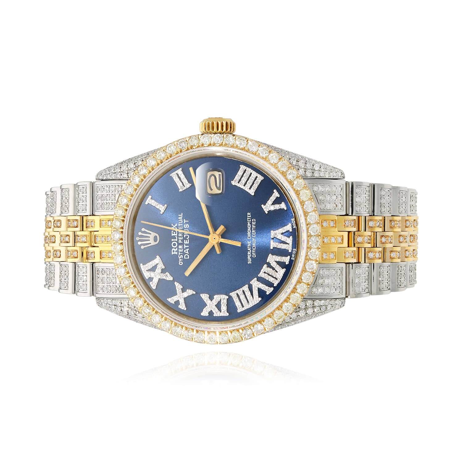 Rolex Datejust Jubilee Band Custom Natural Diamond Blue Sapphire Dial 36mm Watch - Image 2