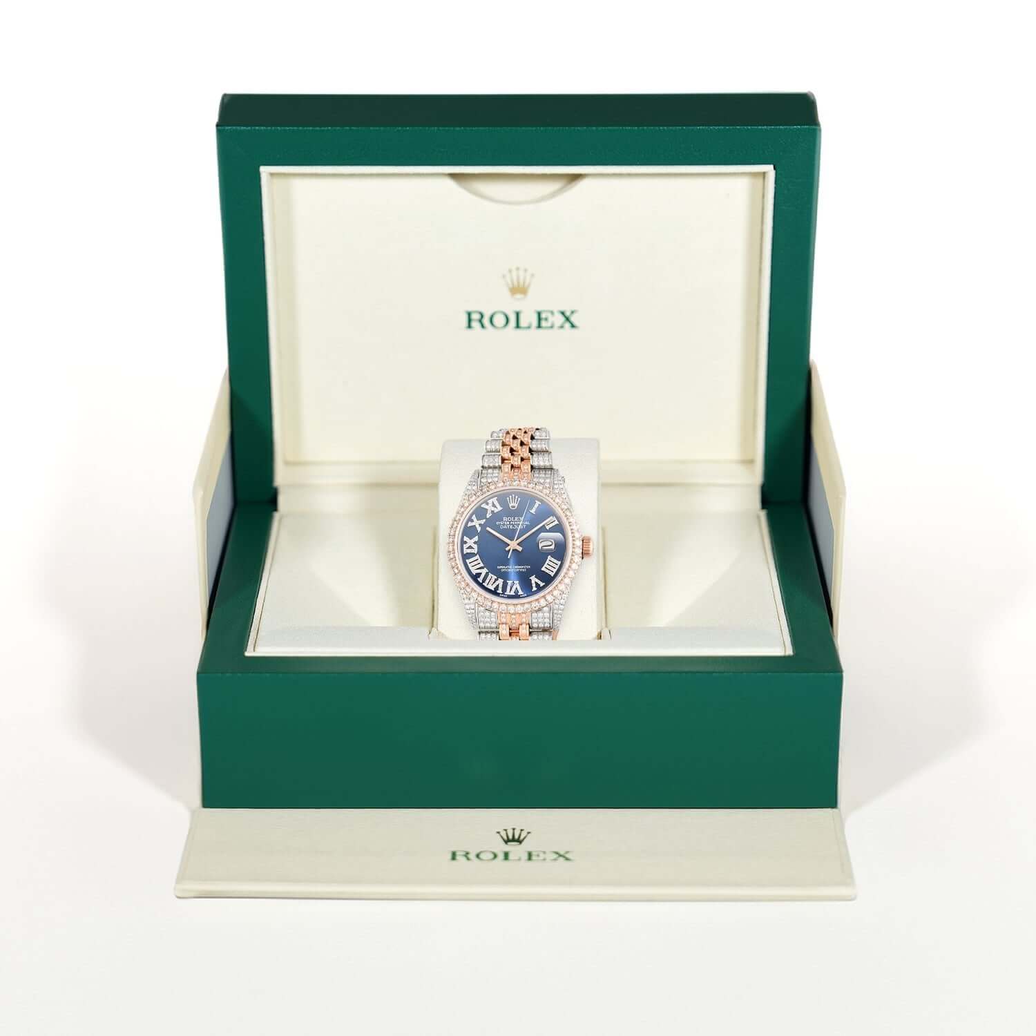 Rolex Datejust 12C Natural Diamond Stainless Steel Rose Blue Sapphire Watch 36mm - Image 7