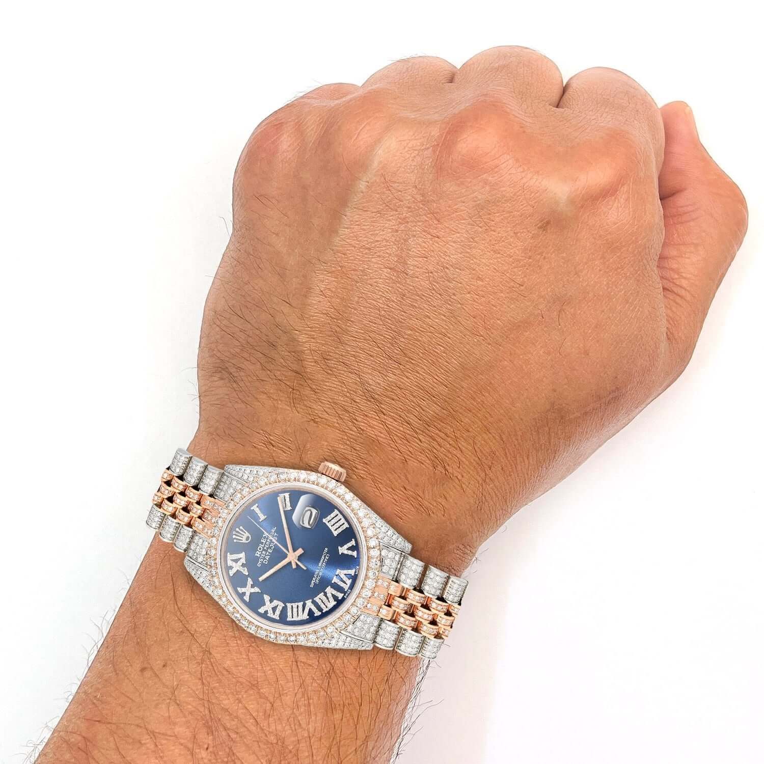 Rolex Datejust 12C Natural Diamond Stainless Steel Rose Blue Sapphire Watch 36mm - Image 6