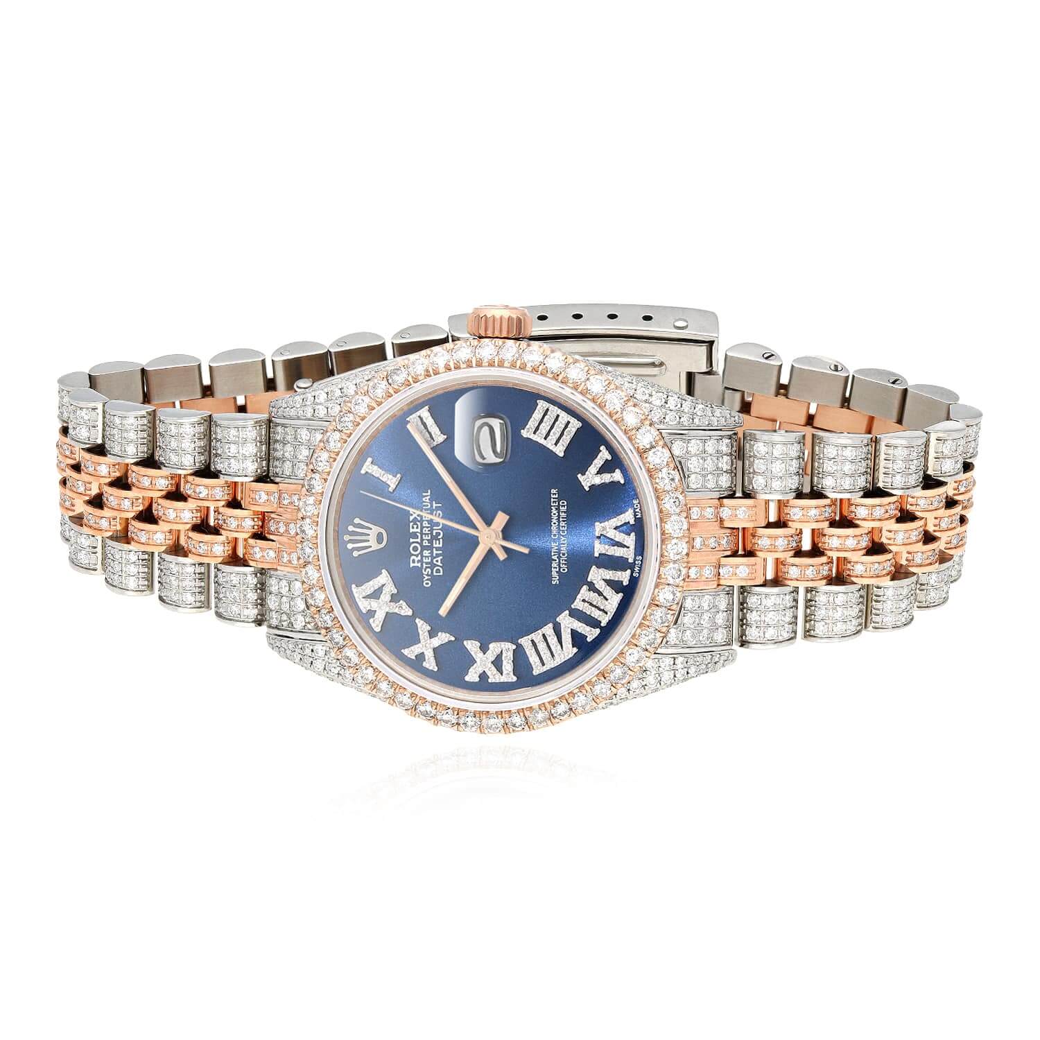 Rolex Datejust 12C Natural Diamond Stainless Steel Rose Blue Sapphire Watch 36mm - Image 2