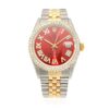 Rolex Datejust Jubilee Band Custom Diamond Bezel Ruby Red Dial 36mm Watch