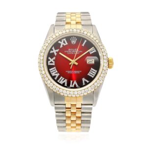 Rolex Datejust Jubilee Band Custom Diamond Bezel Ruby Gradient Dial 36mm Watch