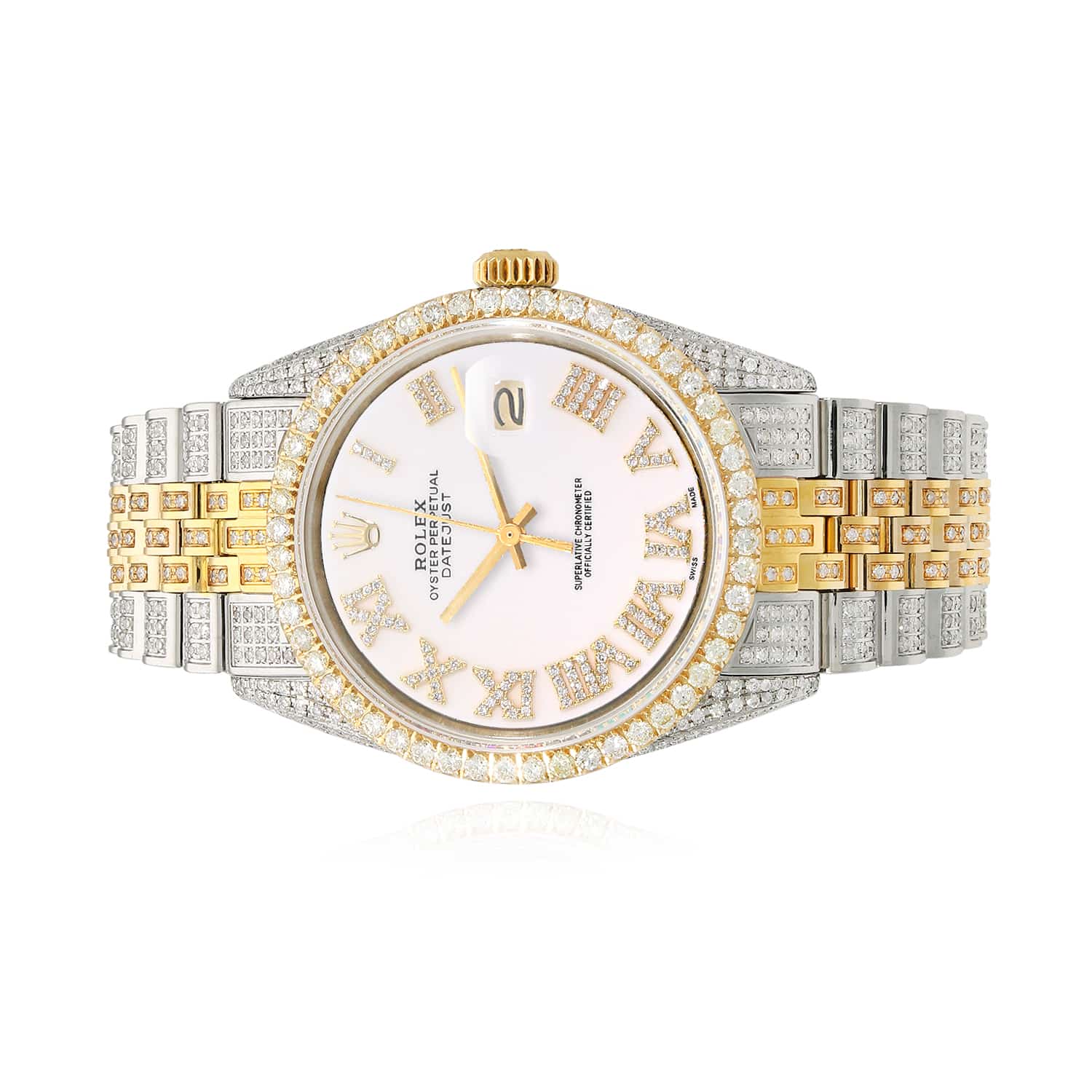 Rolex Datejust Iced White Gold Roman Diamond Dial Jubilee Band 36mm Watch - Image 2
