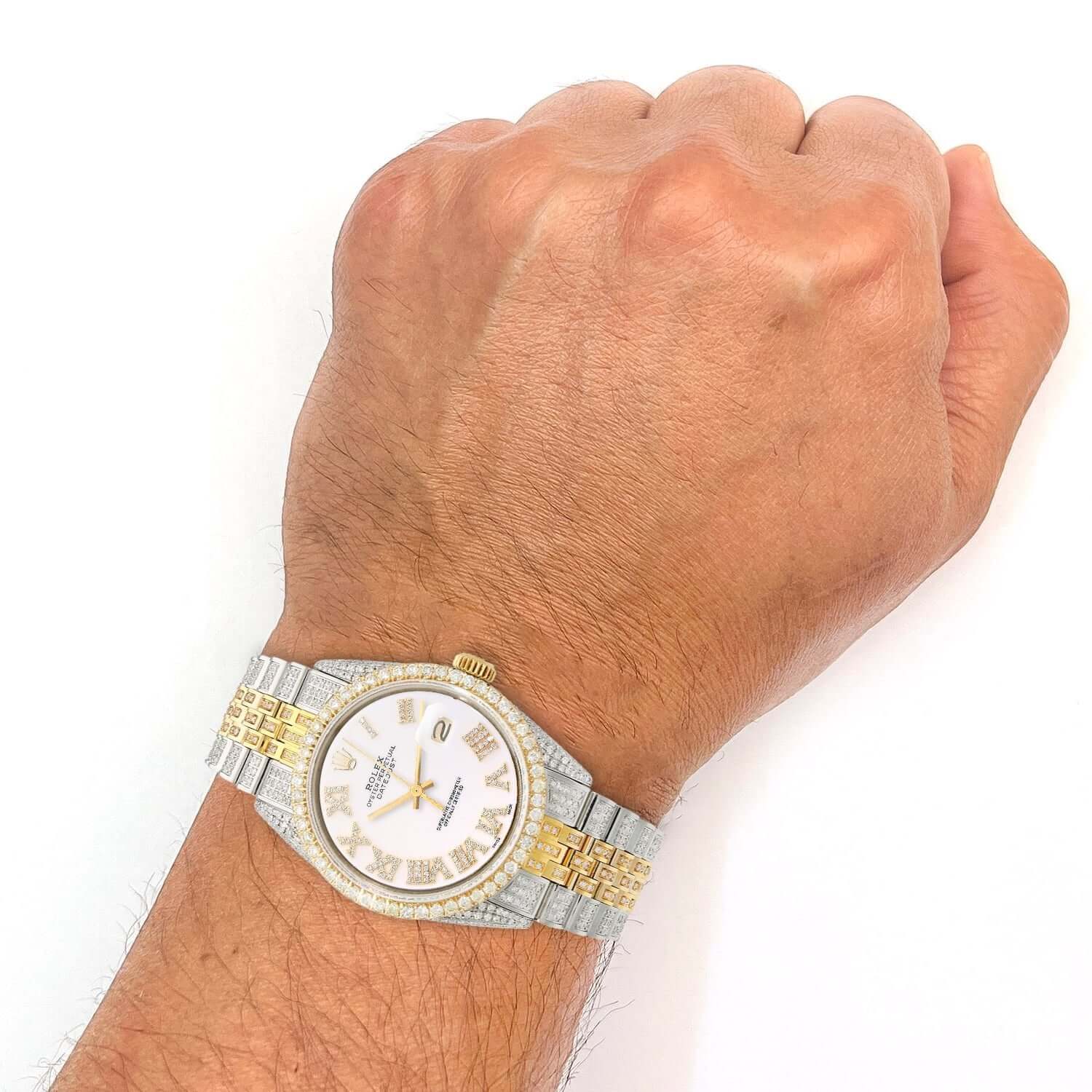 Rolex Datejust Iced White Gold Roman Diamond Dial Jubilee Band 36mm Watch - Image 5