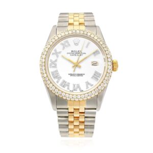 Rolex Datejust Jubilee Band Custom Diamond Bezel White on White Dial 36mm Watch