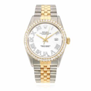 Rolex Datejust Jubilee Band Custom White on White Diamond Bezel Dial 36mm Watch