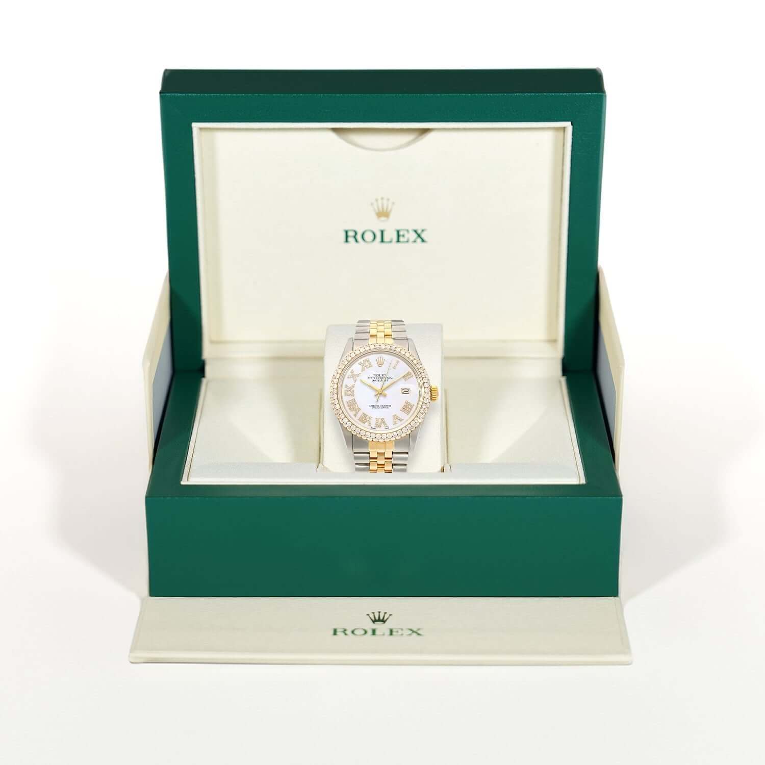 Rolex Datejust Jubilee Band Custom Diamond Bezel White Gold Dial 36mm Watch - Image 6