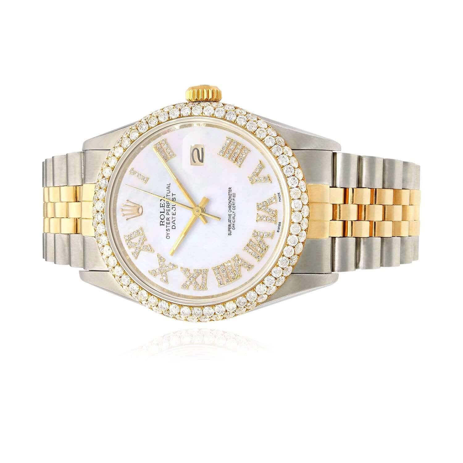 Rolex Datejust Jubilee Band Custom Diamond Bezel White Gold Dial 36mm Watch - Image 2