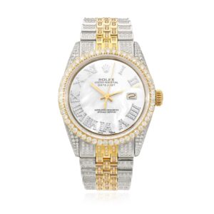 Rolex Datejust Custom Iced White Roman Diamond Dial MOP Jubilee Band 36mm Watch