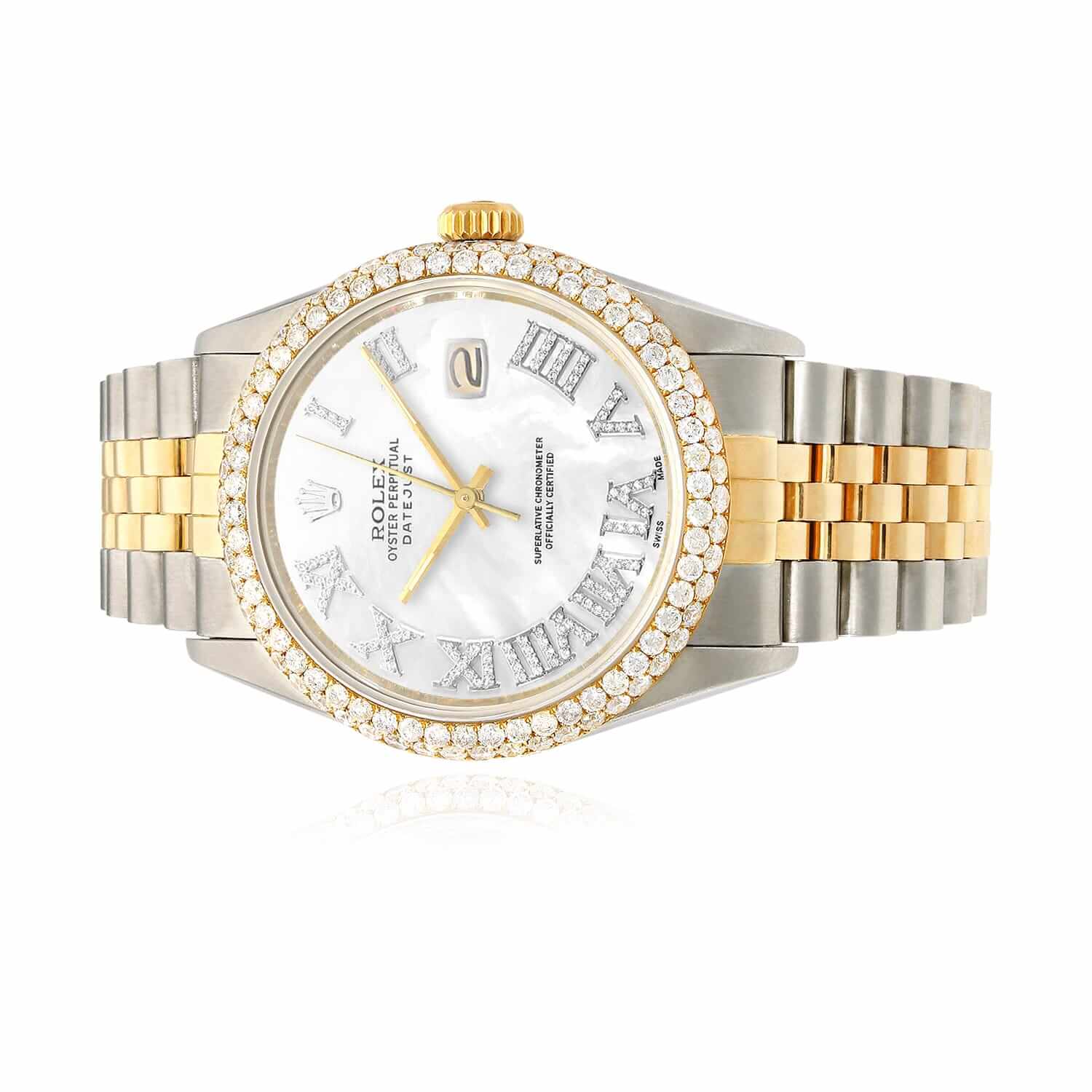 Rolex Datejust Jubilee Band Custom Diamond Bezel Pearl & White Dial 36mm Watch - Image 2