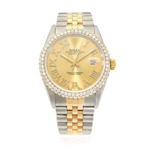 Rolex Datejust Jubilee Band Custom Diamond Bezel Gold on Gold Dial 36mm Watch