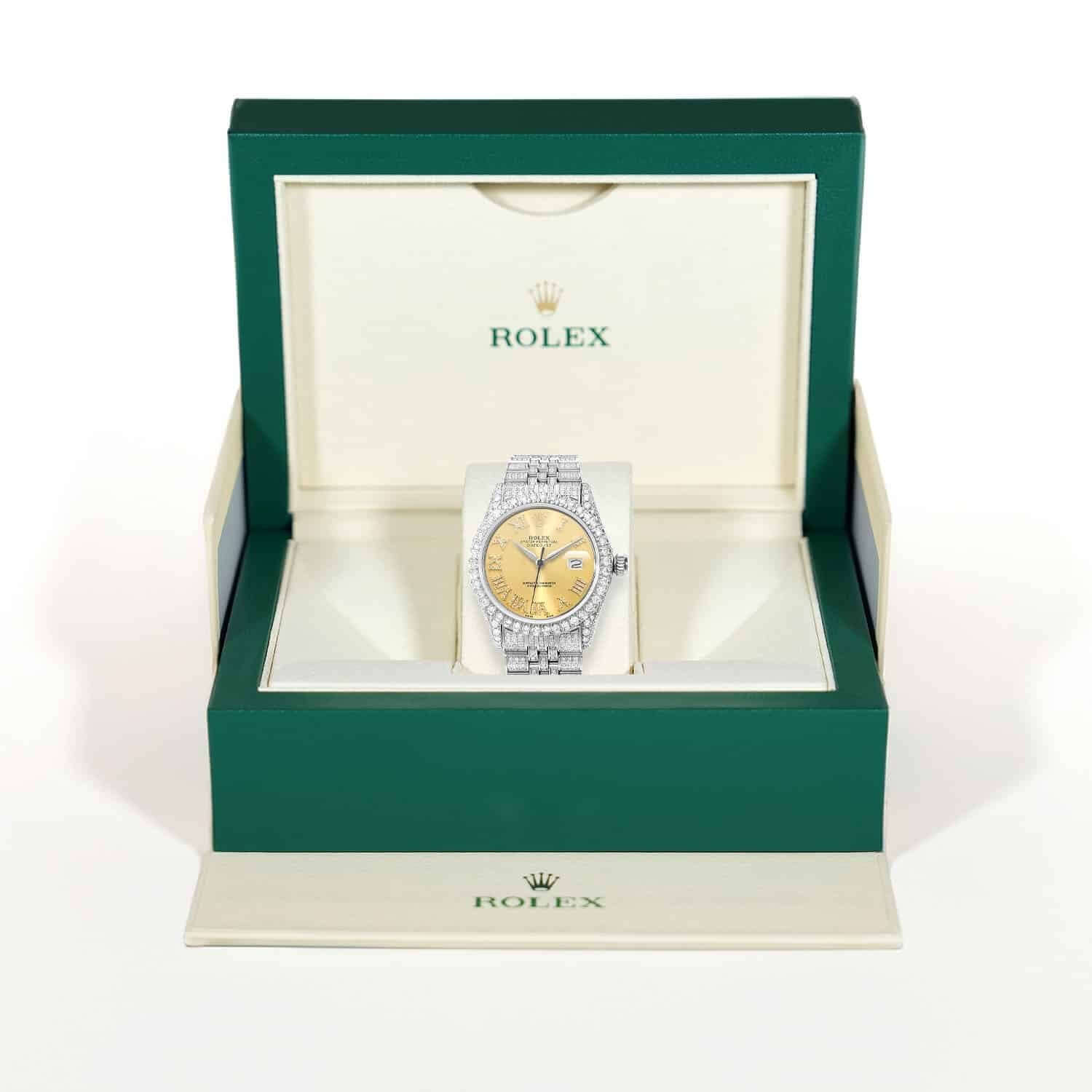 Rolex Datejust Diamond Jubilee Band Diamond Yellow White Dial Bezel 36mm Watch - Image 6
