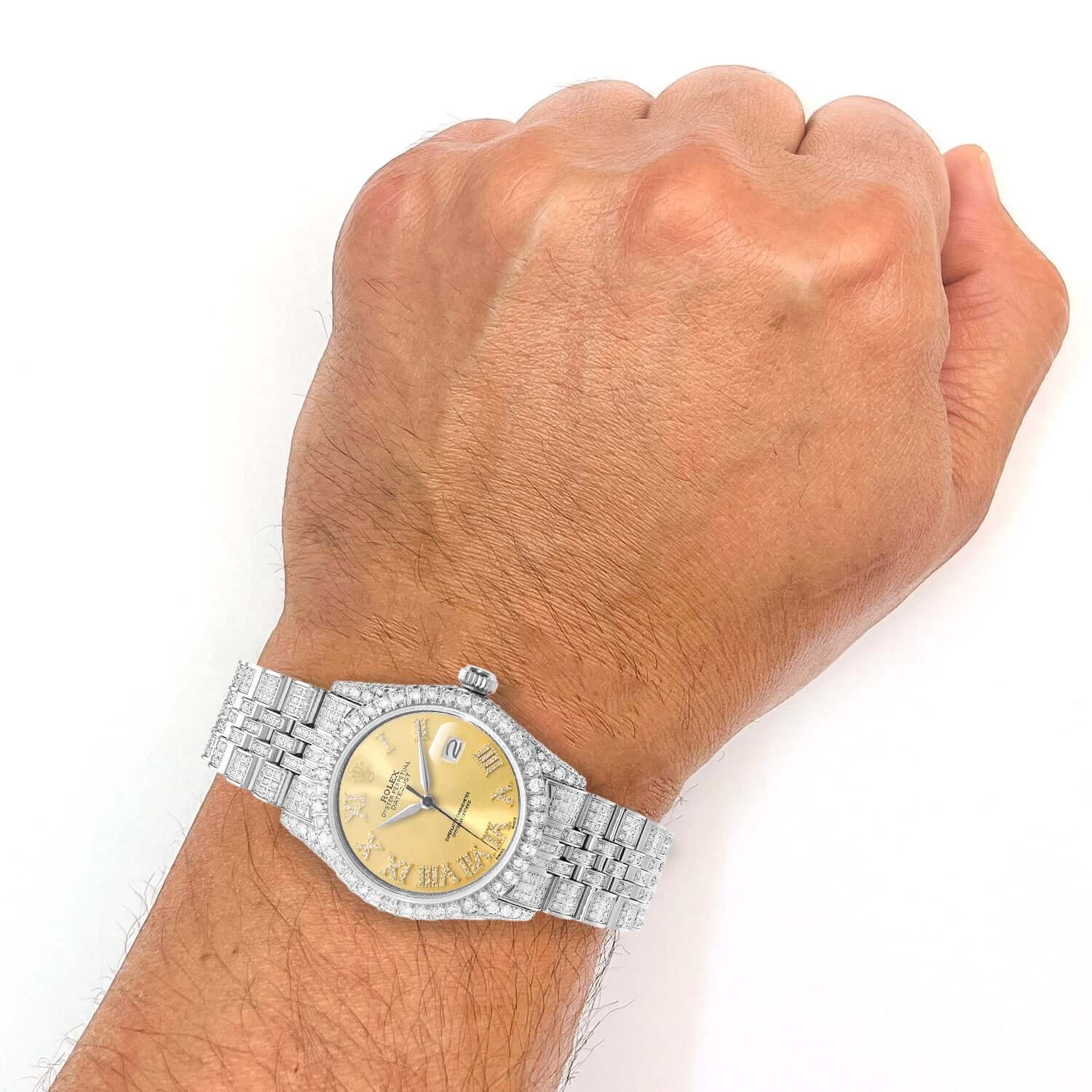 Rolex Datejust Diamond Jubilee Band Diamond Yellow White Dial Bezel 36mm Watch - Image 5