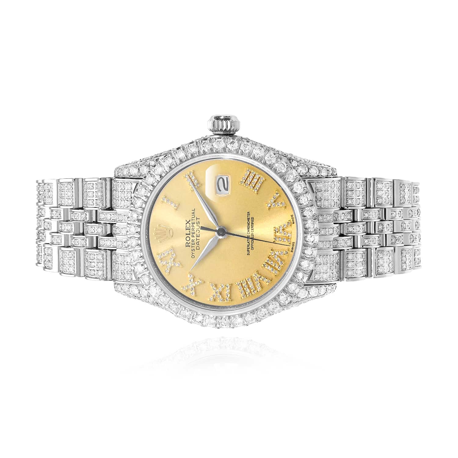 Rolex Datejust Diamond Jubilee Band Diamond Yellow White Dial Bezel 36mm Watch - Image 2