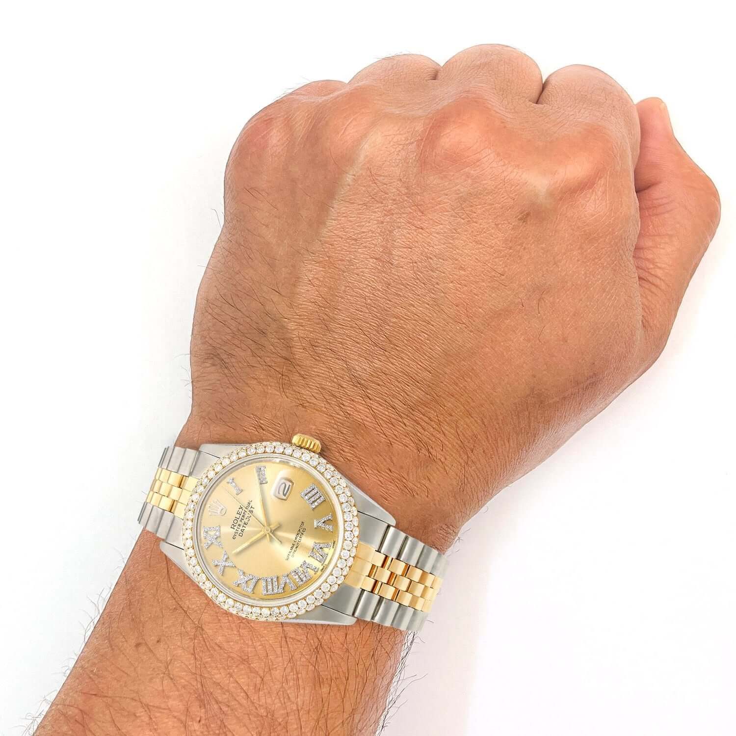 Rolex Datejust Jubilee Band Custom Diamond Bezel Gold & White Dial 36mm Watch - Image 5