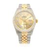 Rolex Datejust Jubilee Band Custom Diamond Bezel Gold & White Dial 36mm Watch