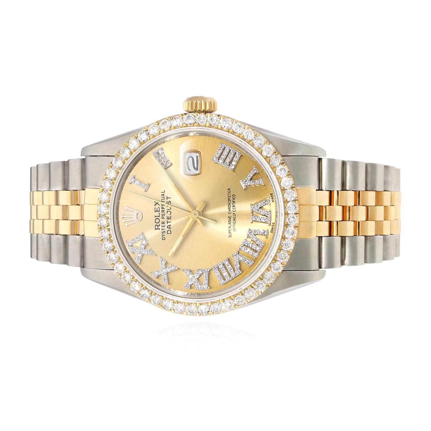 Rolex Datejust Jubilee Band 4.50Ct Natural Diamond Bezel Yellow Dial 36mm Watch - Image 2