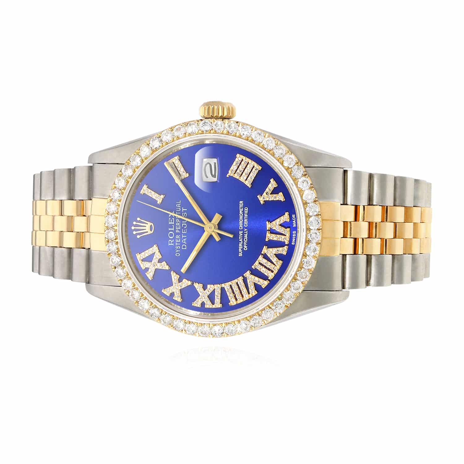 Rolex Datejust Jubilee Band 4.50Ct Natural Diamond Bezel Blue Dial 36mm Watch - Image 2