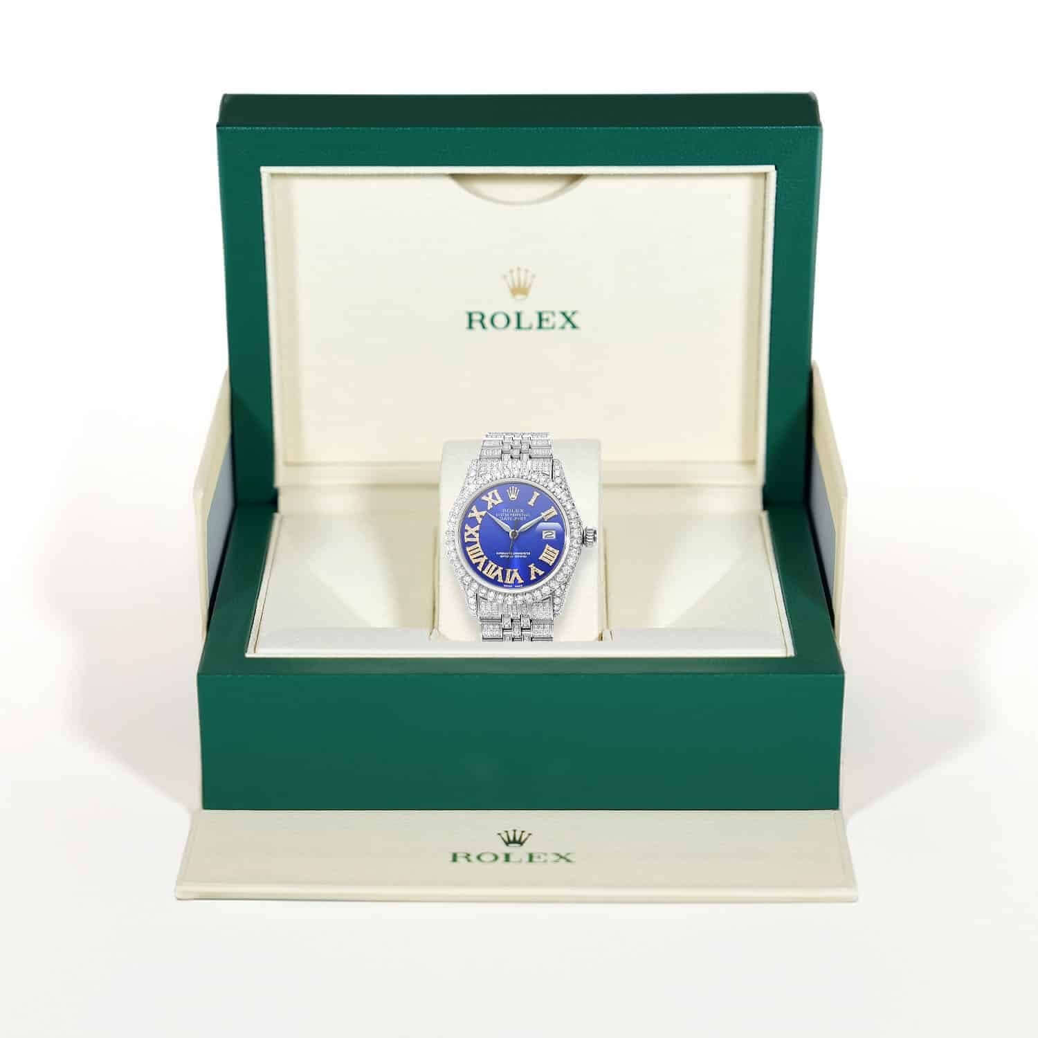 Rolex Datejust Natural Diamond Pave Jubilee Band Bezel Blue Dial 36mm Watch - Image 6