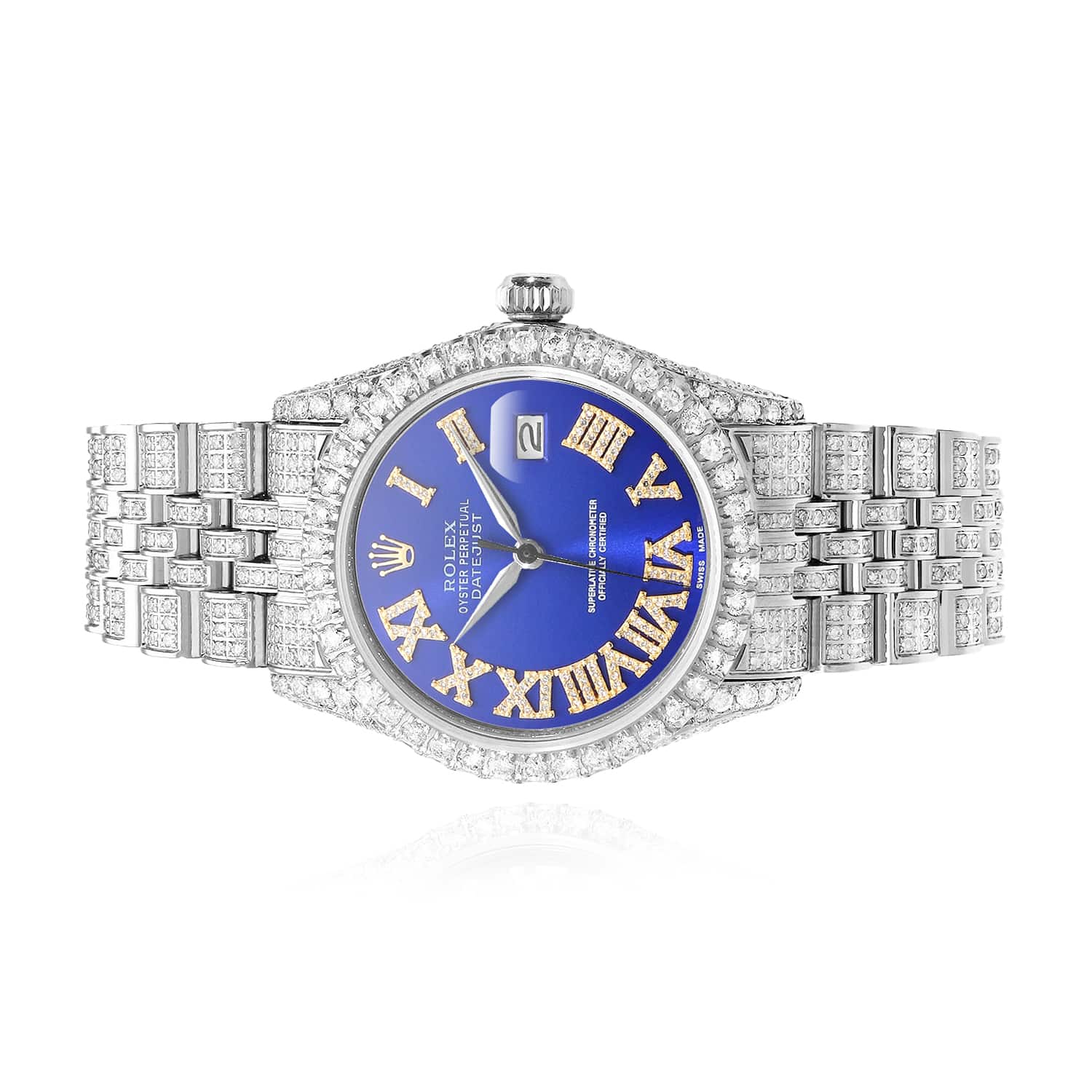 Rolex Datejust Natural Diamond Pave Jubilee Band Bezel Blue Dial 36mm Watch - Image 2
