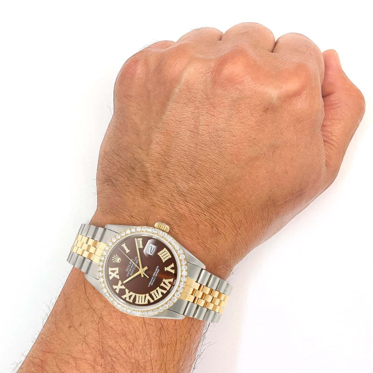Rolex Datejust Jubilee 4.50Ct Natural Diamond Bezel Brown Dial 36mm Watch - Image 5