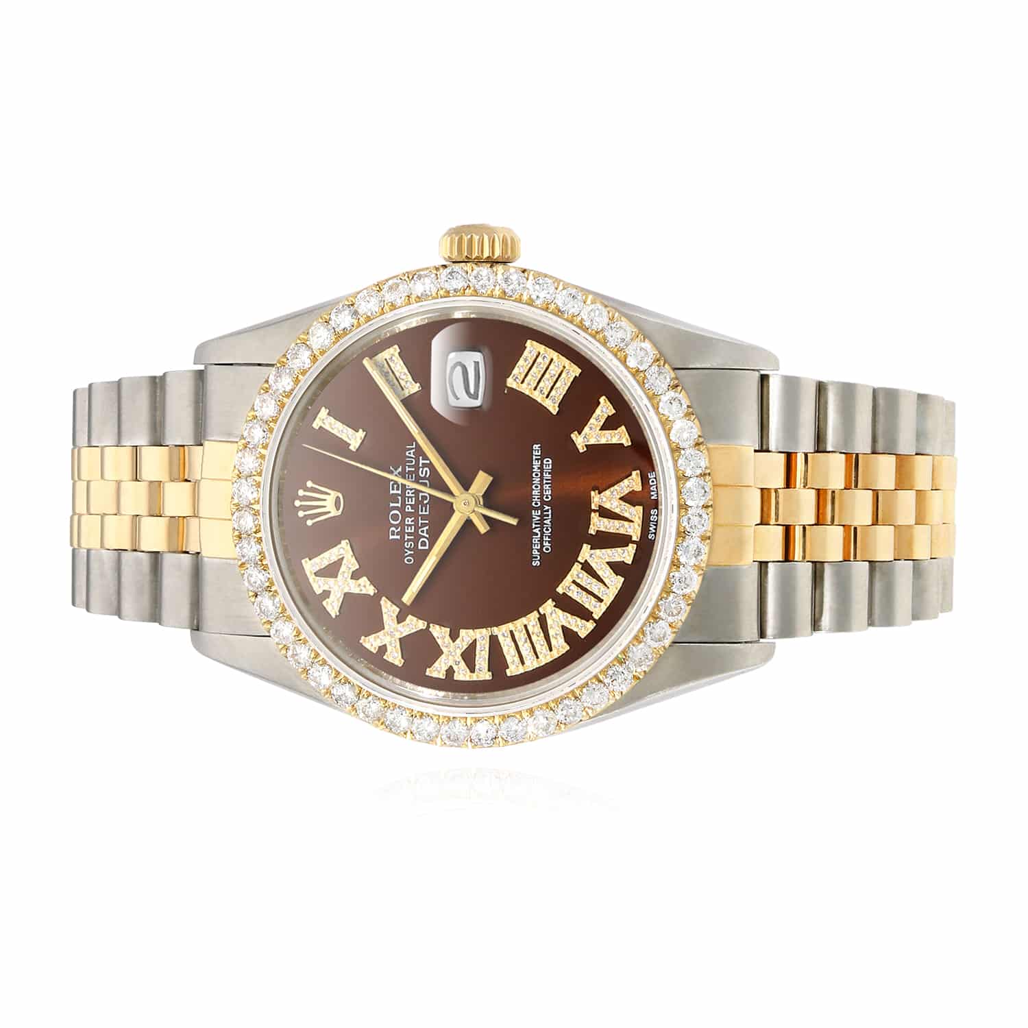 Rolex Datejust Jubilee 4.50Ct Natural Diamond Bezel Brown Dial 36mm Watch - Image 2