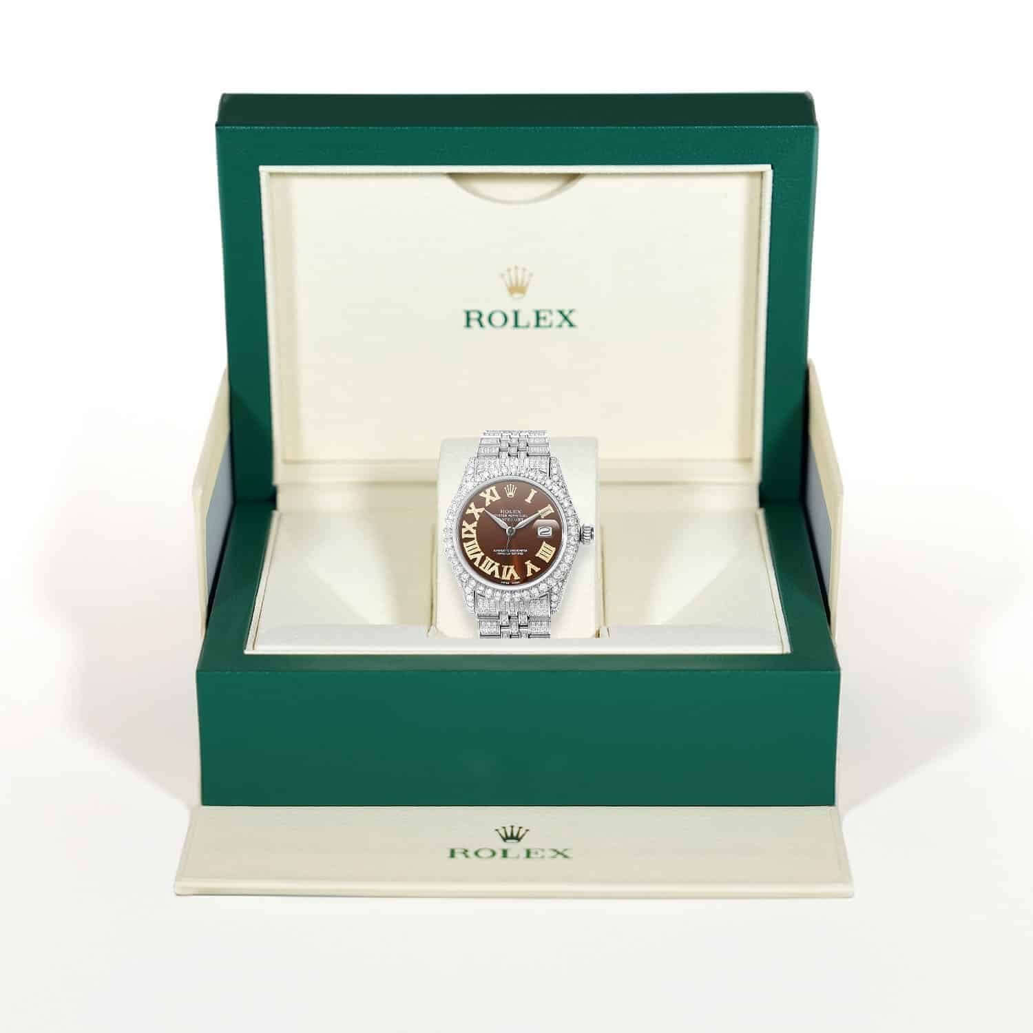 Rolex Datejust Natural Diamond Jubilee Band Diamond Bezel Brown Dial 36mm Watch - Image 6