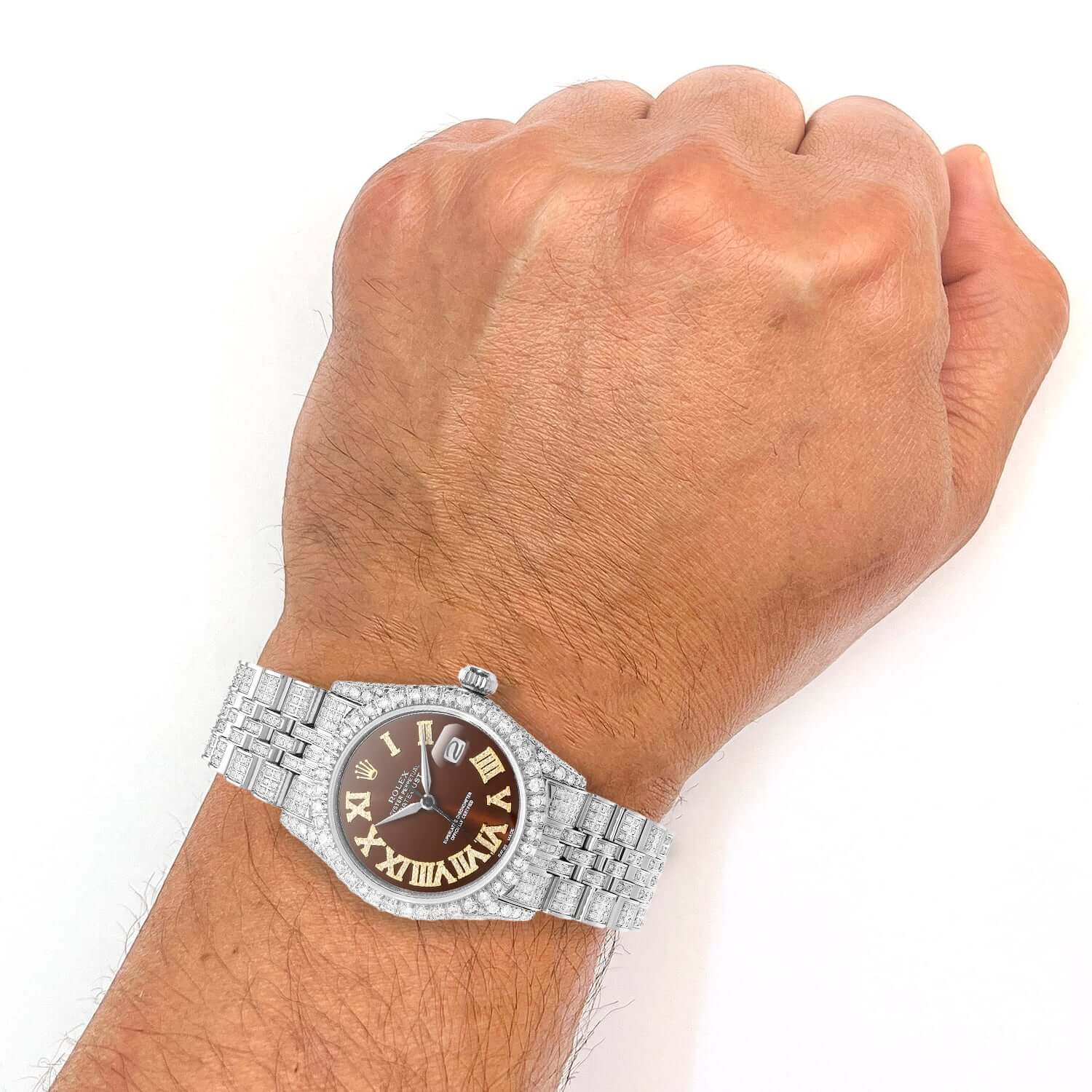 Rolex Datejust Natural Diamond Jubilee Band Diamond Bezel Brown Dial 36mm Watch - Image 5