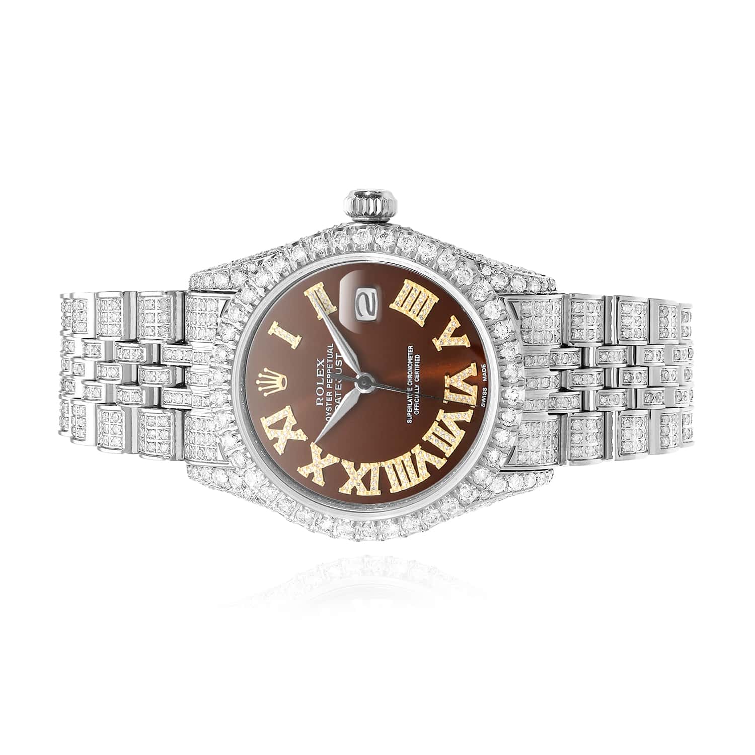 Rolex Datejust Natural Diamond Jubilee Band Diamond Bezel Brown Dial 36mm Watch - Image 2