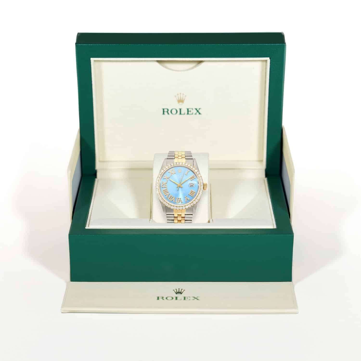 Rolex Datejust Jubilee 4.50Ct Natural Diamond Bezel Sky Blue Dial 36mm Watch - Image 6