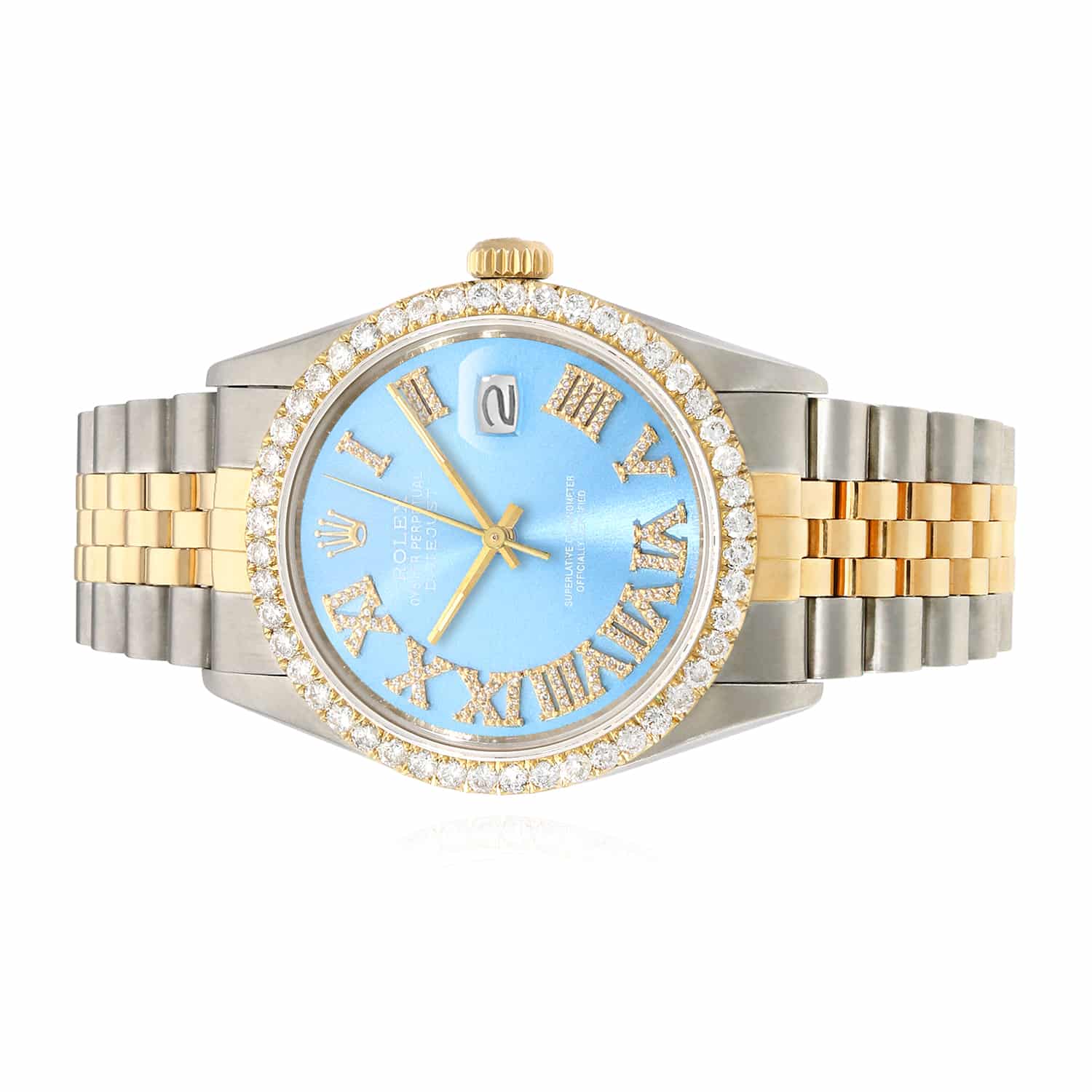 Rolex Datejust Jubilee 4.50Ct Natural Diamond Bezel Sky Blue Dial 36mm Watch - Image 2