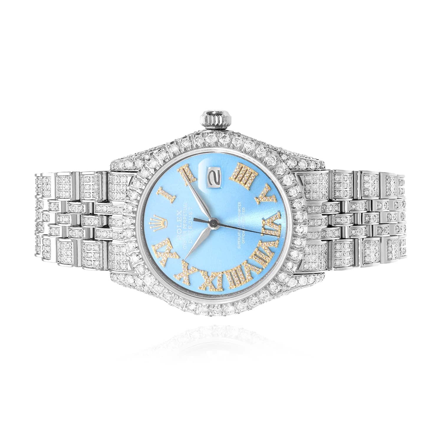 Rolex Datejust Natural Diamond Jubilee Band Bezel Sky Blue Dial 36mm Watch - Image 2