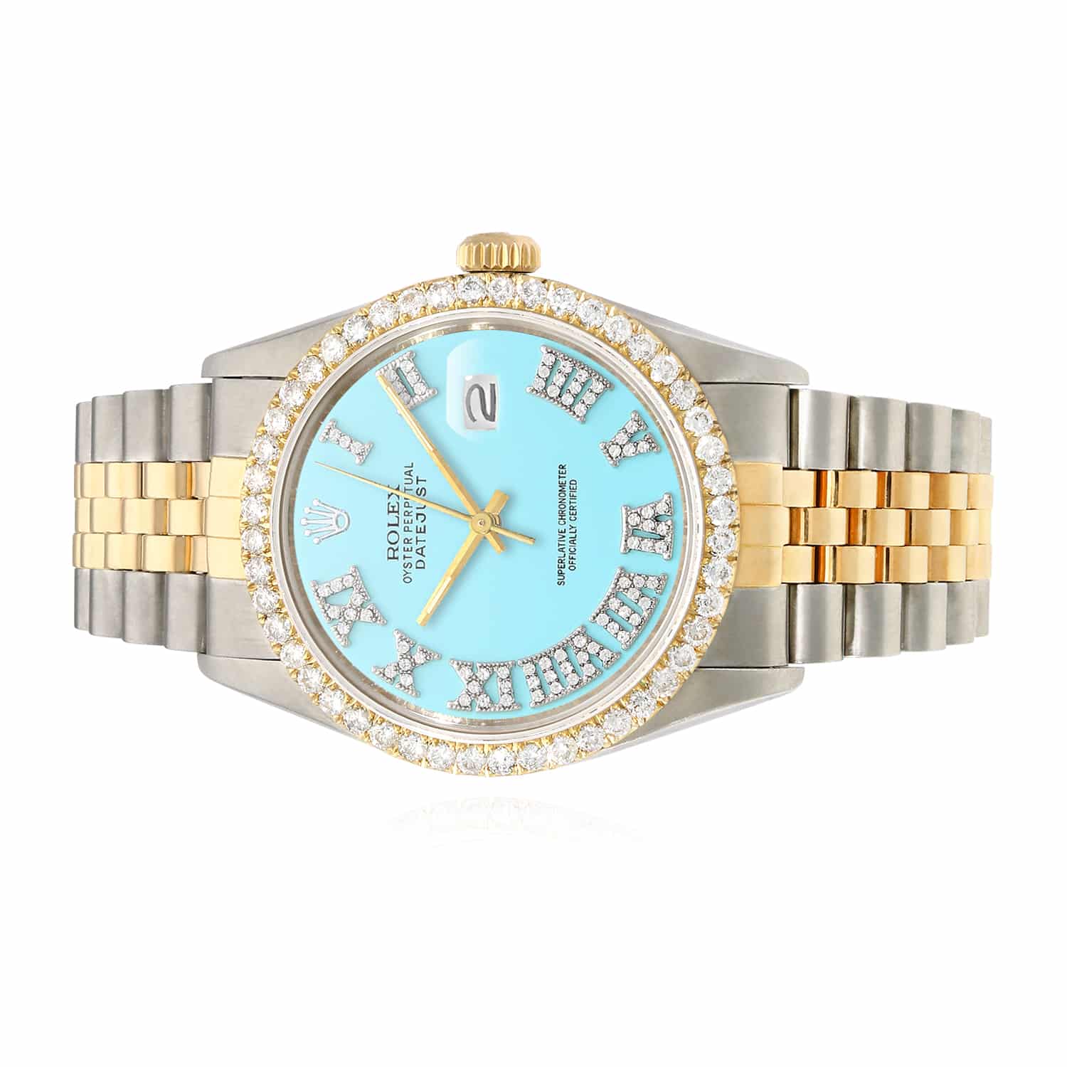 Rolex Datejust Jubilee 4.5C Natural Diamond Bezel Turquoise Blue Dial 36mm Watch - Image 2