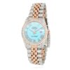 Rolex Datejust Natural Diamond Stainless Steel White Rose Turquoise Watch 36mm