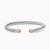 Classic Cable Bracelet Sterling Silver with 14K Yellow Gold and Citrine, 5mm