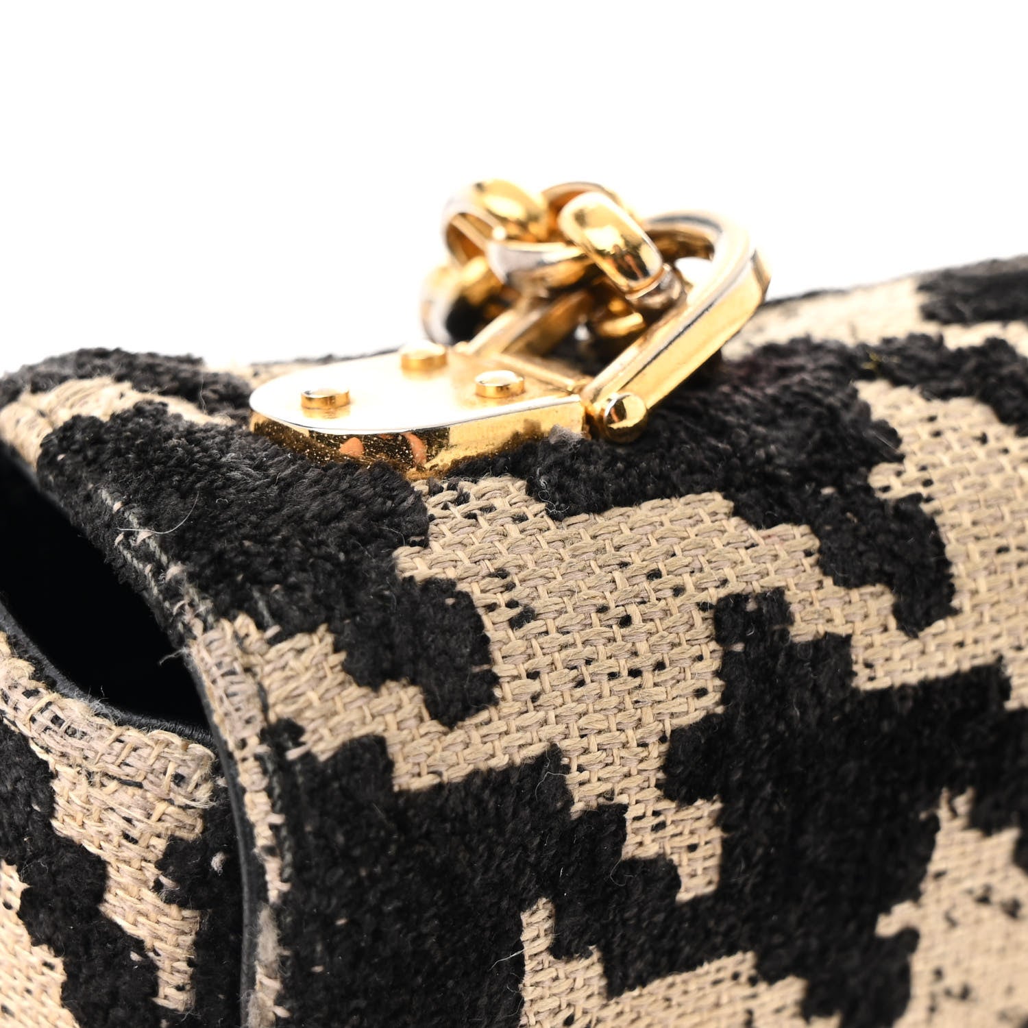 Technical Canvas Macro Houndstooth Medium Caro Bag Black White - Image 13