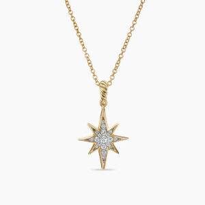 Cable Collectibles&reg; North Star Necklace 18K Yellow Gold with Pave Diamonds, 21.6mm