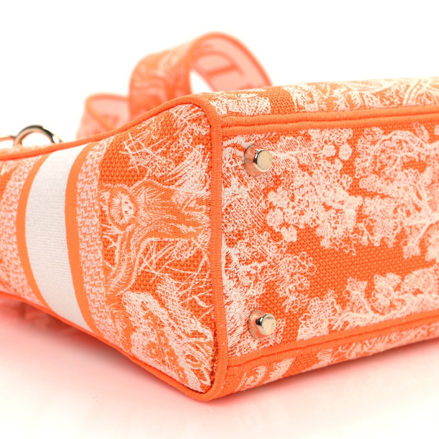 Canvas Toile De Jouy Reverse Embroidered Medium Lady D-Lite Fluorescent Orange - Image 10